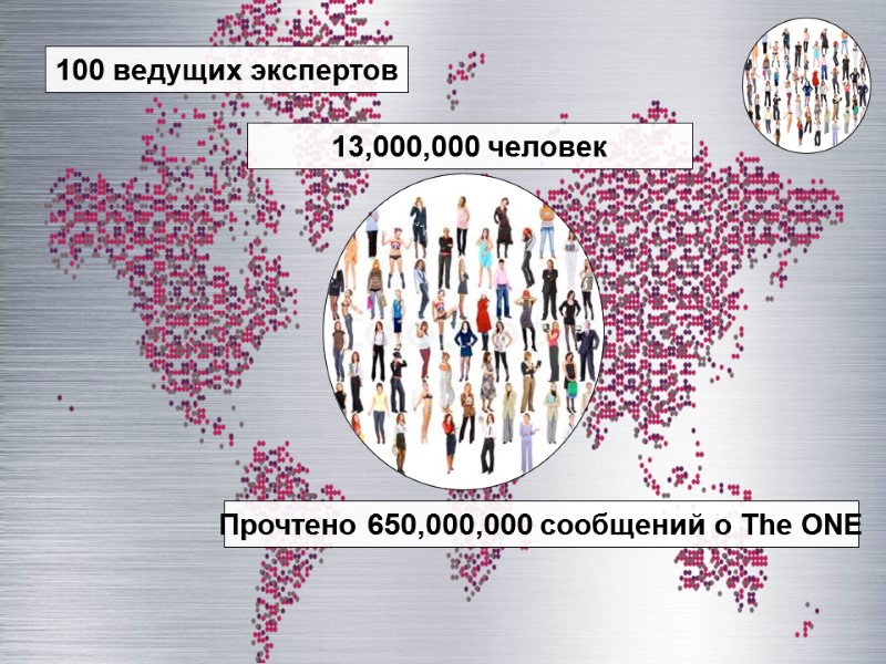 13,000,000 человек 100 ведущих экспертов Прочтено 650,000,000 сообщений о The ONE